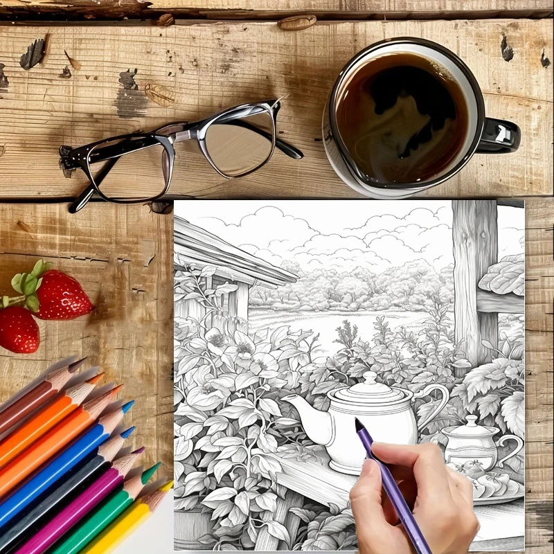 Libro para colorear Tea In The - Farming And Agriculture reseña y precio